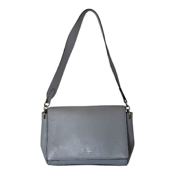 kate spade Handbags - Kate Spade Leila Medium Flap Bag Light Gray Pebbled Leather Crossbody